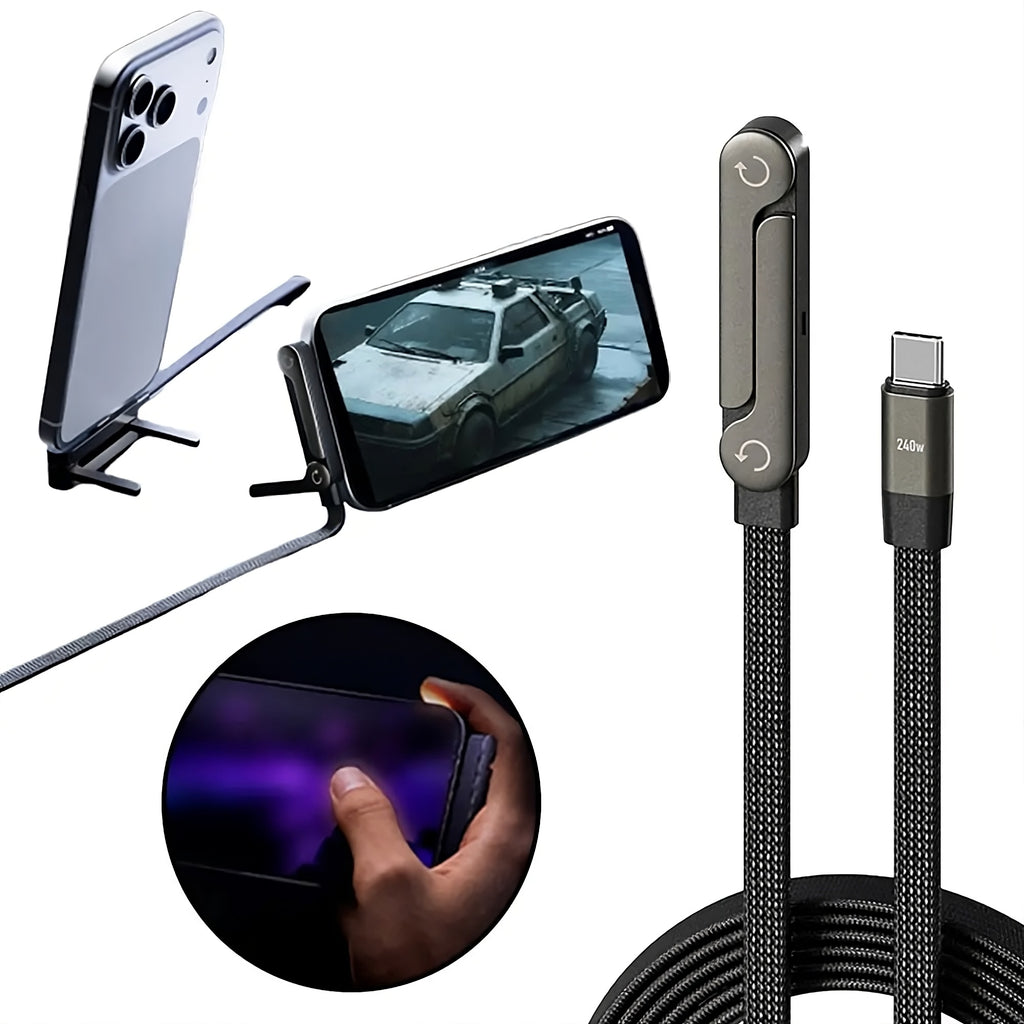 ChargeFlex Pro — 2-in-1 Fast Charging Cable with Invisible Stand | Type-C & USB-A