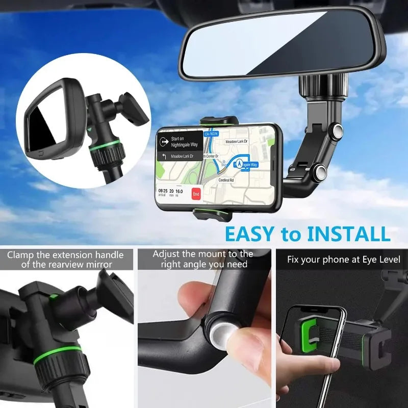 MirrorMount Pro — Multifunctional Rearview Mirror Phone Holder | Universal Car Mount | Hands-Free Navigation