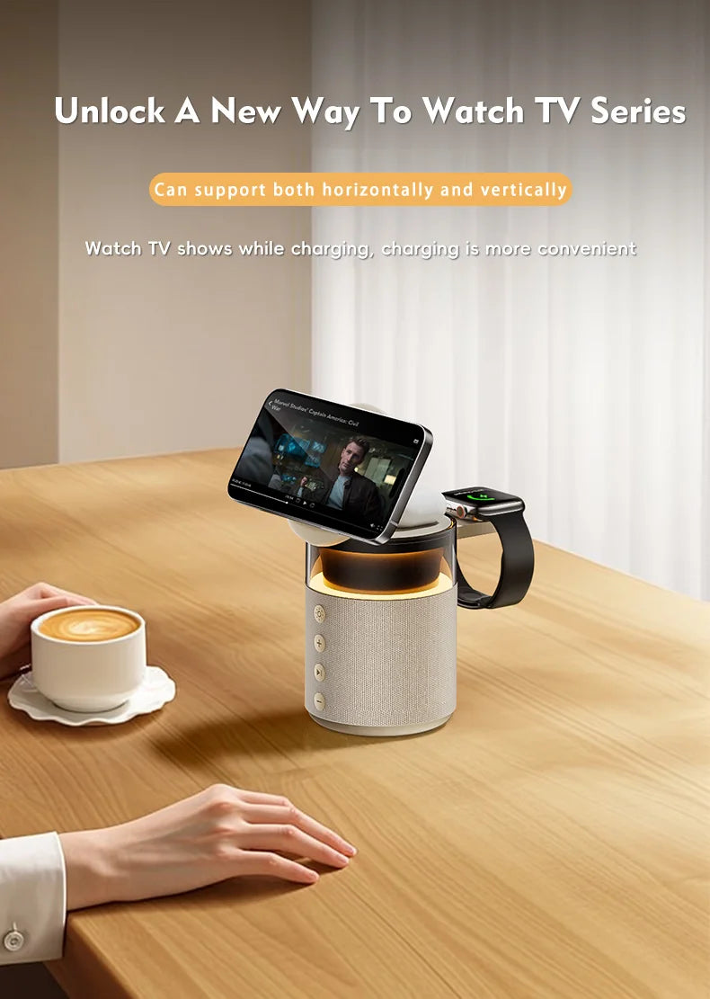 PowerHub Pro — 5-in-1 Magnetic Wireless Charging Station | Bluetooth Speaker + LED Night Light