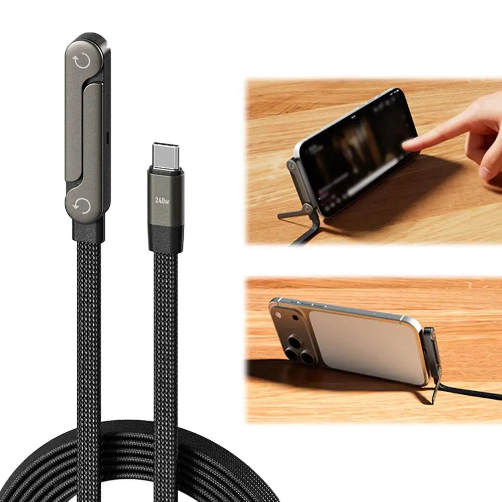 ChargeFlex Pro — 2-in-1 Fast Charging Cable with Invisible Stand | Type-C & USB-A