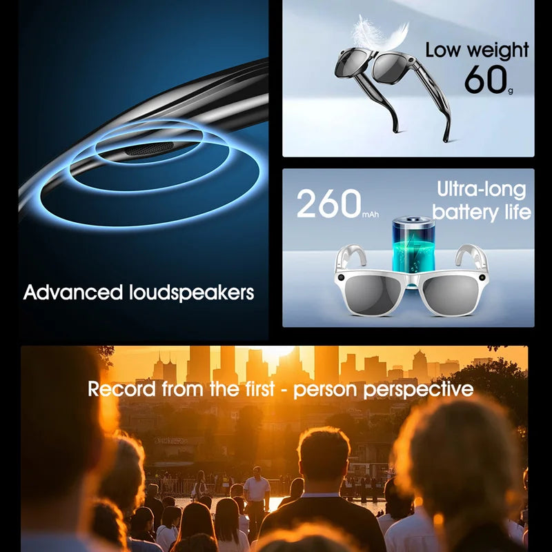 VisionX AI Smart Glasses — HD Display | Bluetooth + Built-in Speaker | Wearable Tech