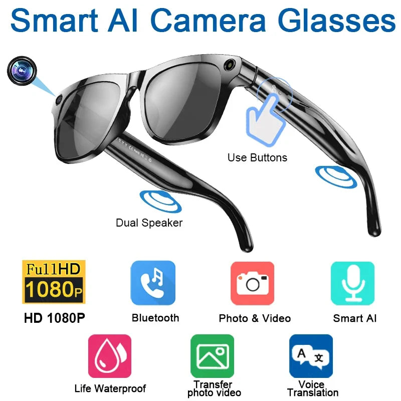 VisionX AI Smart Glasses — HD Display | Bluetooth + Built-in Speaker | Wearable Tech