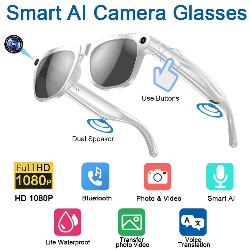 VisionX AI Smart Glasses — HD Display | Bluetooth + Built-in Speaker | Wearable Tech